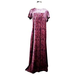 Velvet Jewel Tone Paisley Holiday Party Events Celebrate Short Sleeve Maxi Dress
